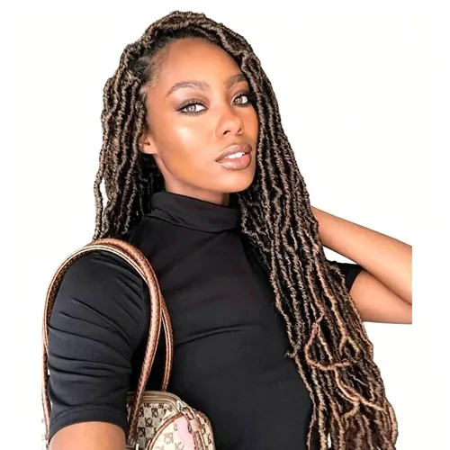 Miniatura 55 de 6 Paquetes Soft Locs Cabello de Ganchillo Pre Looped Faux Locs Trenzas de Ganchillo Goddess Locs Dreadlocs Cabello Sintético Para Mujeres Negras 1b