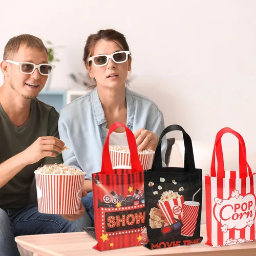 Miniatura 5 de Photect 32 bolsas de regalo para fiesta nocturna de cine, salas de cine no tejidas para golosinas, bolsas de regalo para espectáculos de cine, baby