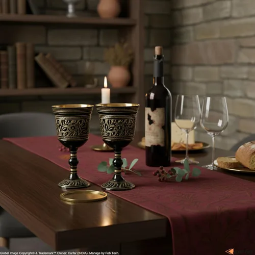 Miniatura 5 de Copa de vino real de latón macizo, copa de vino real, hecha a mano, decoración medieval, cáliz gótico, paquete de 1 unidad (negro profundo)