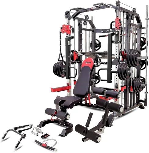 Miniatura 9 de MiM USA Hercules EX Commercial All-in-One Home Gym Machine, 2000 lb Capacity, 400 lb Weight Stack, Adjustable Bench, Leg Press, Jammer Arms, Leg