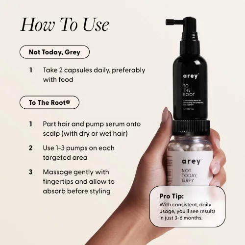 Miniatura 8 de Arey The System - Suero y suplemento diario para el cabello para mujeres y hombres, ralentiza el crecimiento del cabello gris en 3 a 6 meses