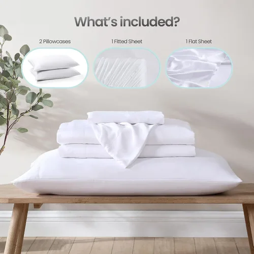 Miniatura 6 de Juego de sábanas de 100% eucalipto Tencel Lyocell, sedosas, suaves y lisas para todas las estaciones, fabricadas de forma sostenible, absorben