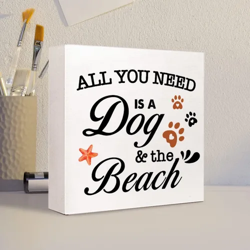 Miniatura 4 de Letrero de madera con texto en inglés «All You Need is a Beach» para decoración de escritorio, con cita rústica de perro, mamá, hogar, dormitorio