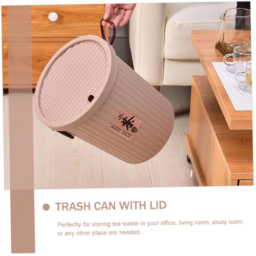 Miniatura 6 de LIFKOME Cubo de basura de escritorio, 8L, marrón claro, plástico