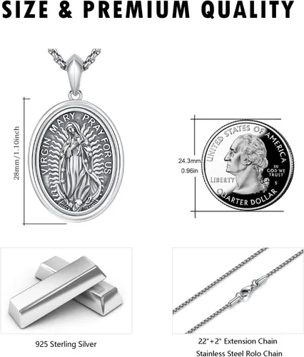 Miniatura 243 de Collar de plata de ley 925 con medalla de San Patrón, colgante de protección católica, amuleto, joyería religiosa para hombres y mujeres