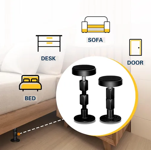 Miniatura 6 de 4 topes de cabecera para pared, marco de cama ajustable, antivibraciones, parachoques de pared de cama con almohadillas y tornillos gratis