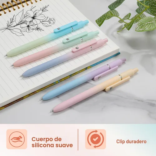 Miniatura 2 de FIOVER 10 bolígrafos de gel de tinta negra, punta media de 0.028 in, escritura suave, serie de alta gama, lindo bolígrafo para diario, tomar notas