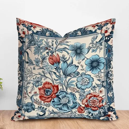 Miniatura 60 de ArogGeld Funda de almohada blanca con flores chinoiserie, funda de almohada para sofá, diseño floral verde y blanco, funda de almohada de lino A-12