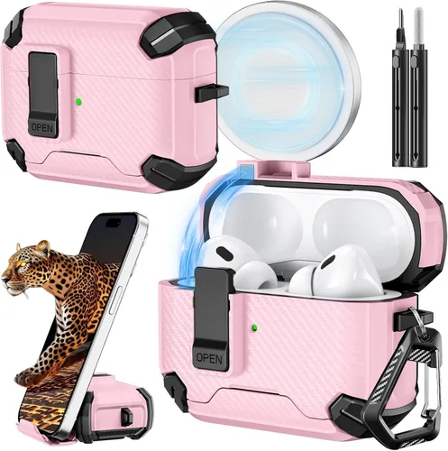 Miniatura 25 de Inesore for AirPods Pro 3 Case (2025) with Phone Stand Design, Compatible with MagSafe, Auto-Locking Case Cover for Air Pods Pro 3rd with Cleaning