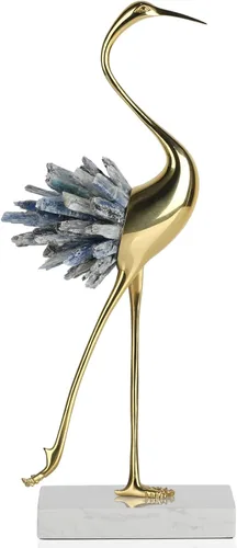 suruim Acentos Decorativos Dorados, Estatuas de Pájaros de Latón Decoración Dorada para el Hogar Adornos Modernos de Cristal para Sala de Estar, Azul