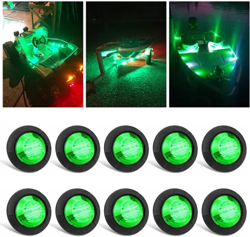 Miniatura 9 de 10 piezas LED redondas mini impermeables selladas azules de 3/4", luces de gálibo con bala y ojal para indicadores delanteros, traseros y laterales