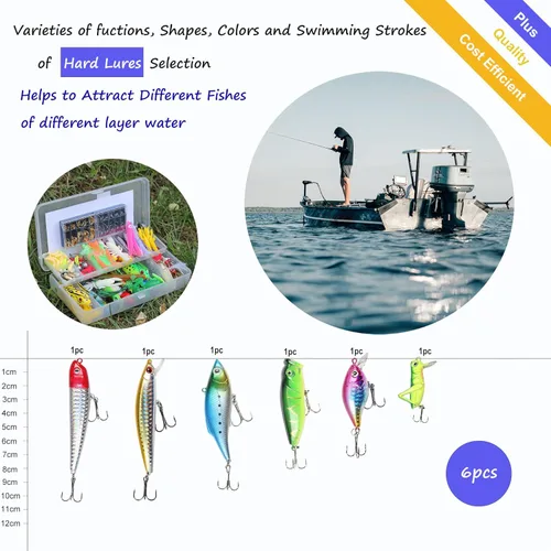 Miniatura 3 de EXAURAFELIS Juego de señuelos de pesca, kit de señuelos para lubina, trucha, salmón, agua dulce, equipo de aparejos de pescado, incluye cuchara