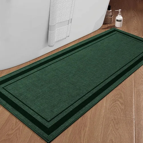 Miniatura 45 de chakme Juego de 2 alfombras de baño ultrafinas, absorbentes, antideslizantes, lavables a máquina, color beige oscuro, 17 x 24 pulgadas + tapete