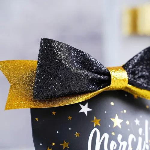 Miniatura 6 de MEEDEE Cinta negra con purpurina para envolver regalo, cinta de borde cortado de 1-1/2 pulgadas x 10 yardas, cinta brillante para regalos, tarjetas