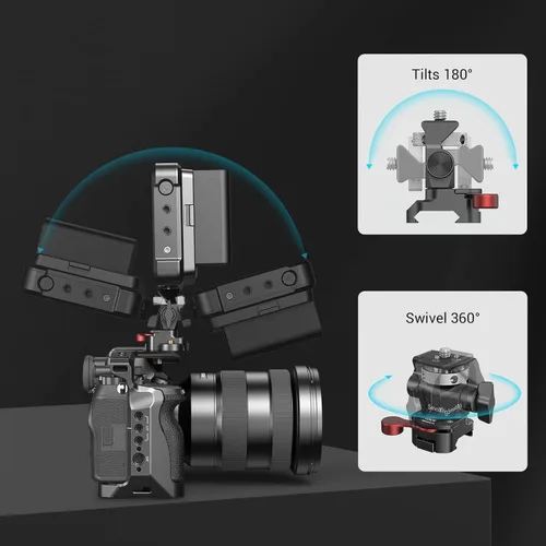 Miniatura 7 de SMALLRIG Soporte para monitor de campo con abrazadera NATO, soporte para monitor de cámara para monitor de 5 y 7 pulgadas, giratorio e inclinable