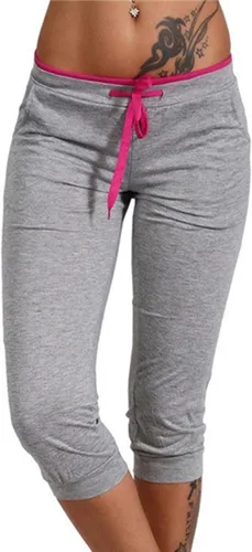 Miniatura 141 de Pantalones capri para mujer, estilo casual, de verano, elásticos, de cintura alta, pantalones de yoga, ajuste atlético, pantalones deportivos