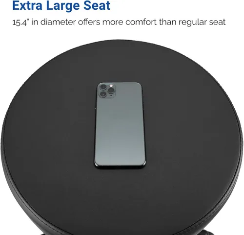 Miniatura 8 de JMU Taburete rodante con ruedas, taburete de asiento grande de cuero de PVC, capacidad de peso de 400 libras, altura ajustable resistente para Azul
