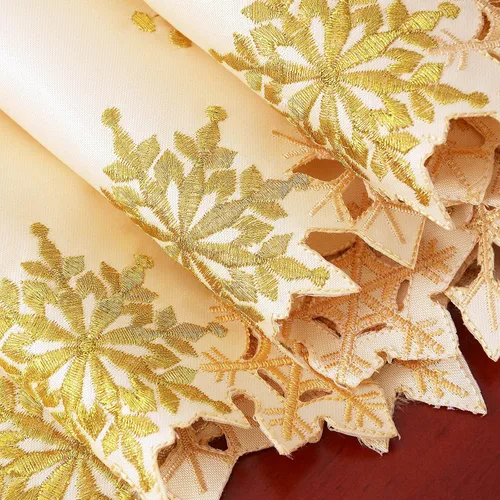 Miniatura 2 de Caminos de mesa bordados con copos de nieve para Navidad e invierno (dorado, 14 x 90 pulgadas)