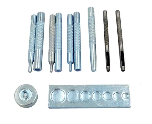 Miniatura 4 de DIY Leather Craft 11pcs Herramienta de artesanía Troquel Punch Snap Kit remache Setter con base para perforar e instalar botón de remache
