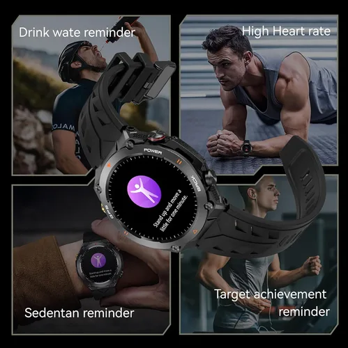 Miniatura 7 de Yihou ABC - Reloj inteligente de seguimiento GPS para hombre, senderismo, correr, resistente, militar, con marca/respuesta de llamada, brújula