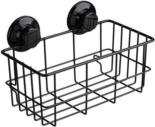 SANNO Cesta de ducha con ventosa, cesta de baño profunda adhesiva, organizador de baño, cesta de almacenamiento de cocina para soporte de gel,