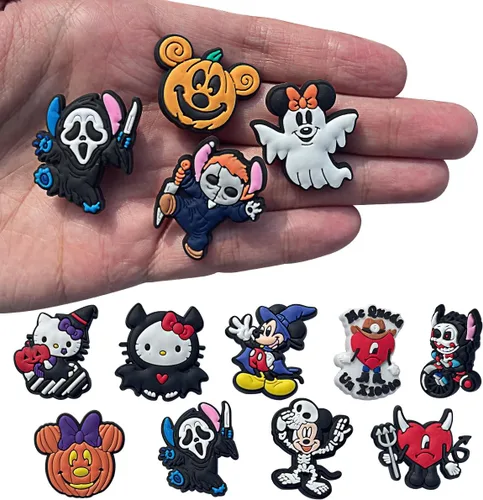 Miniatura 3 de 53 dijes de zapatos de película de terror de Halloween para zapatos tipo zueco y dibujos animados para adolescentes, niños, niñas, hombres