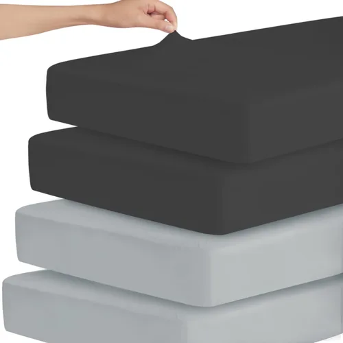 Miniatura 10 de Sábanas ajustadas elásticas para cuna para niños y niñas, paquete de 2 - Sábanas ajustadas para cuna neutrales para cuna estándar y cama para niños