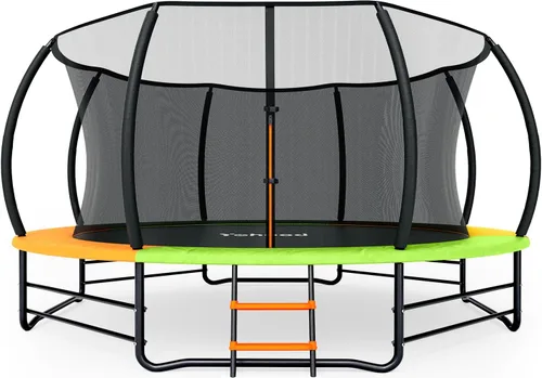 Yohood Trampolín para exteriores de 12 pies y 14 pies, trampolines recreativos con red de cierre y escalera, aprobado por ASTM para niños y adultos,