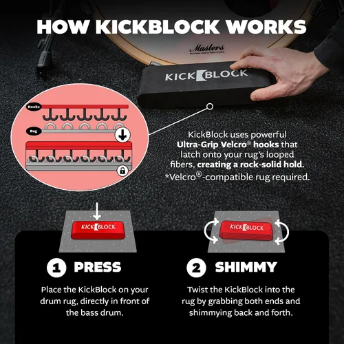 Miniatura 4 de KickBlock Anclaje para Bombo – El Mejor Tope de Batería del Mundo para la Prevención de Movimiento y Deslizamiento – Tecnología Ultra-Grip