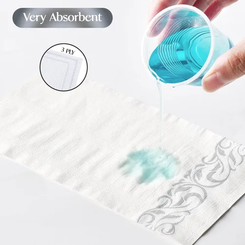 Miniatura 4 de Vplus Paquete de 200 servilletas de papel desechables de 3 capas de alta calidad, servilletas de cena desechables suaves y absorbentes, perfectas