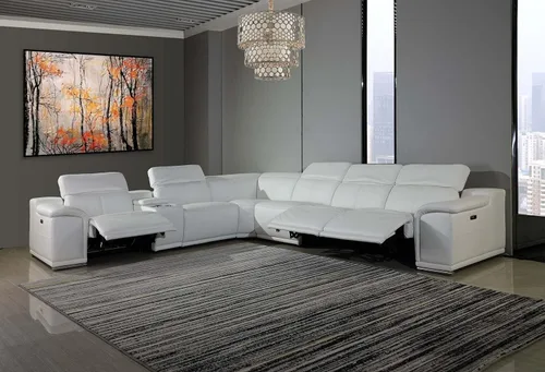 Miniatura 86 de BlackJack Furniture Venice - Juego de sofá reclinable seccional de cuero italiano de grano superior de 12 piezas con 4 reclinables eléctricos