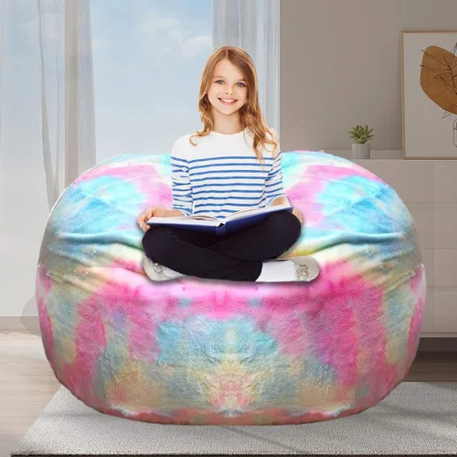 Miniatura 51 de Puf para adultos y niños sin relleno, sofá perezoso suave y redondo, funda de sofá de puf clásico, saco de amor para dormitorio, silla de lectura