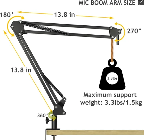 Miniatura 5 de Audio Technica AT2020 - Soporte de micrófono AT2020, soporte de tijera de suspensión con soporte de amortiguador, filtro pop, abrazadera resistente