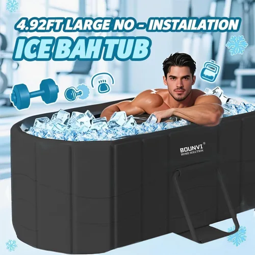 Miniatura 2 de Bañera aislada portátil de 59 pulgadas, bañera de hielo para atletas, bañera sin inflado para ducha, bañera de hielo con cubierta, baños en casa