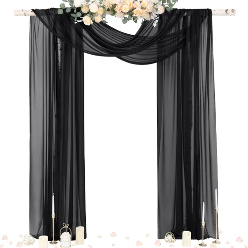 Miniatura 20 de Socomi Tela Transparente de Terracota para Decoración de Bodas Otoñales, Tela de Drapeado 29" x 20 Pies, 1 Panel, Cortina para Arco Exterior