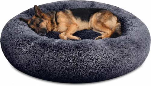 Miniatura 8 de SAVFOX Camas calmantes de felpa para perros, cama de perro de dona para perros pequeños, tamaño mediano, grande y extragrande, cómoda cama para Beige