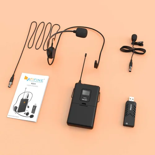 Miniatura 6 de FIFINE Micrófonos inalámbricos para computadora, sistema de micrófono inalámbrico USB para PC y Mac, sistema de auriculares UHF con receptor USB