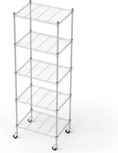 Estantería de garaje con ruedas, estantería de 5 niveles y patas ajustables, estante de almacenamiento rodante de alta capacidad de 865 libras para