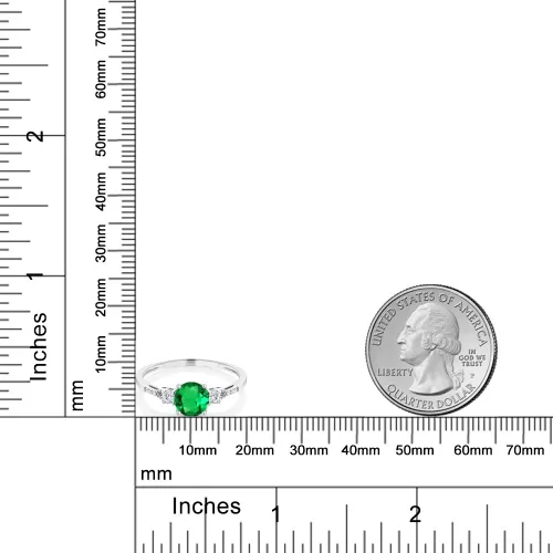 Miniatura 3 de Gem Stone King Anillo de compromiso de 3 piedras preciosas redondas de oro blanco de 10 quilates con piedra natal de 0.236 in con piedra natal