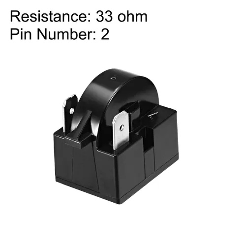 Miniatura 2 de uxcell Relé de arranque de refrigerador de 33 ohmios y 2 pines para compresor negro