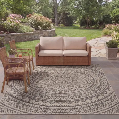 Miniatura 42 de SAFAVIEH Alfombra lavable para exteriores, colección Courtyard - Pasillo de 2.3 x 8 pies, color beige claro y marrón claro, no desprende pelusa