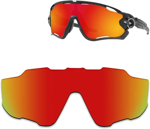 Miniatura 3 de Lentes de repuesto polarizadas antidecoloración antideslumbrantes de 0.472 in para gafas de sol Oakley Jawbreaker, Azul océano y rojo fuego