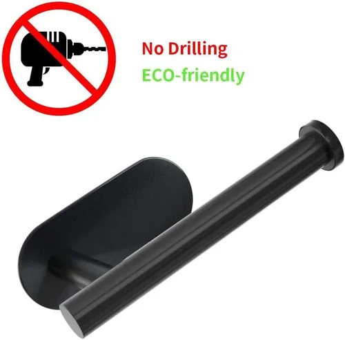 Miniatura 5 de Soporte adhesivo para papel higiénico, soporte para rollo de espacio pequeño para cocina, baño, ganchos para pegar en la pared, acero inoxidable