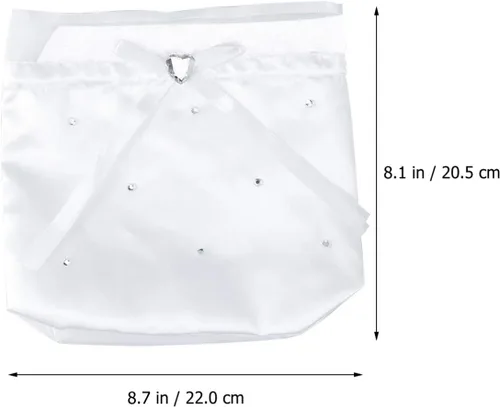 Miniatura 7 de BESTOYARD Bolso de mano de satén con decoración de flores de perlas, bolso de dama de honor con cordón para artículos esenciales del día de la boda