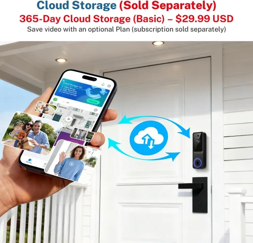 Miniatura 4 de Cámara de timbre de video inalámbrica de 1080p para seguridad del hogar, con almacenamiento en la nube, alertas en tiempo real