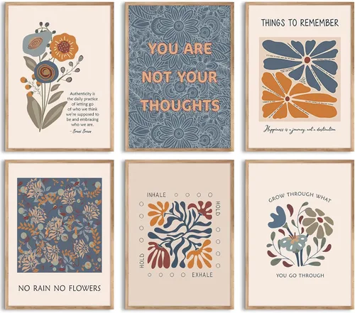 Miniatura 9 de Póster artístico de pared de salud mental, lienzo motivacional, decoración de pared, terapia, oficina, póster bohemio, impresiones inspiradoras