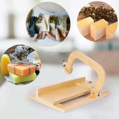 Miniatura 7 de Alambre cortador de jabón ajustable, cortador de jabón de madera para hacer jabón hecho a mano, velas, recortar queso, herramienta de fabricación