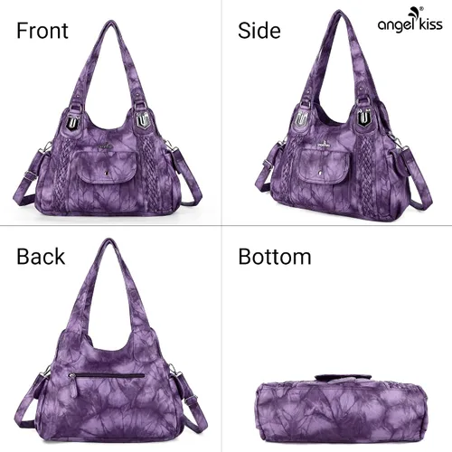 Miniatura 4 de Angelkiss - Bolsos y bolsos de mano para mujer, de cuero vegano lavado, bolso cruzado de hombro