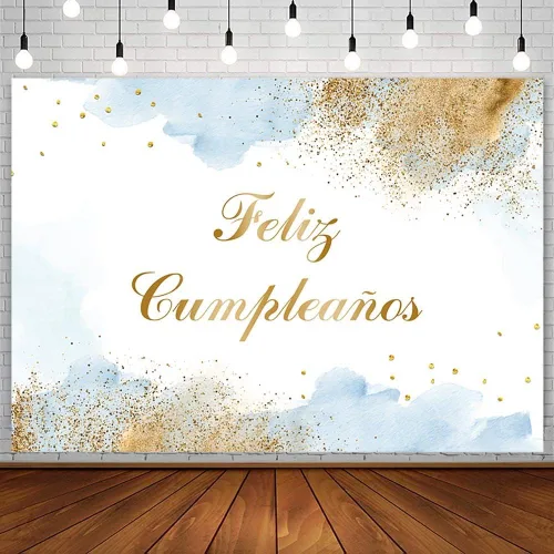AIBIIN Telón de fondo de feliz cumpleaños para niños, fiesta mexicana, decoración de fiesta de feliz cumpleaños, nubes de acuarela azul claro,