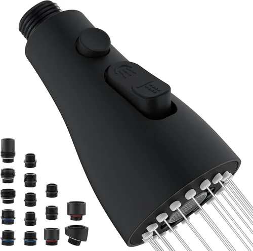 Miniatura 11 de Repuesto de cabezal de grifo de cocina con 15 adaptadores, 3 funciones, cabezal rociador extraíble para grifo de cocina, boquilla de cabezal Cromo